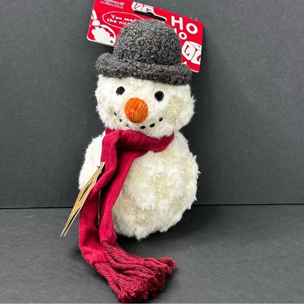 LambWolf x Anthropologie snowman dog squeaker toy with multiple squeakers